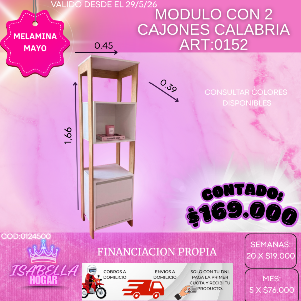 Producto - MODULO CON 2 CAJONES CALABRIA