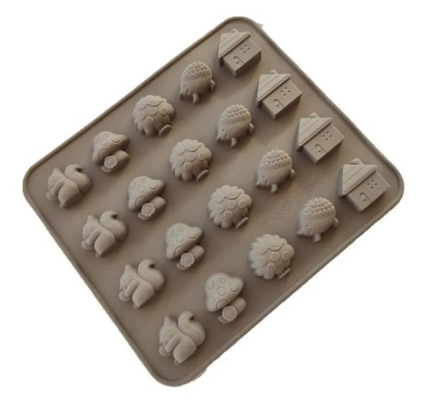 Producto - MOLDE SILICONA MINI PILLS ARDILLA/HONGO/ARBOL/ERIZO/CASA