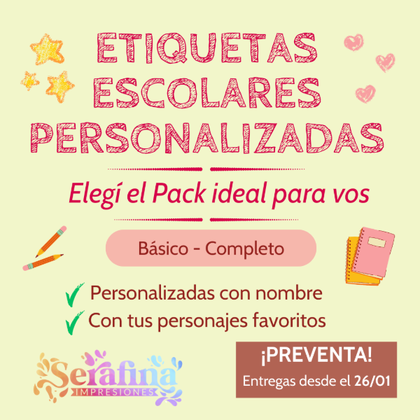 Producto - Etiquetas Escolares Personalizadas (Básico y completo) - PREVENTA
