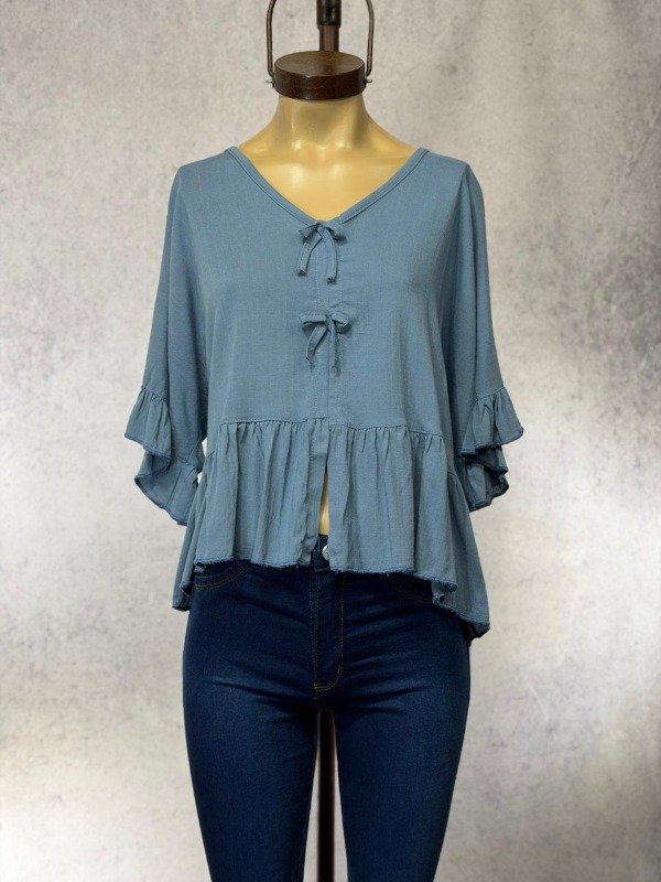 Producto - BLUSA MIMI AZUL LINO ELASTIZADO - 0