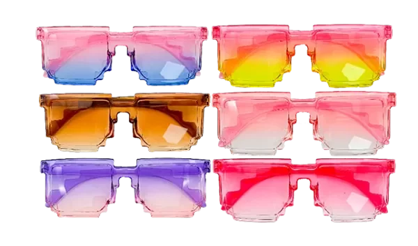 Producto - ANTEOJO ACRILICO PIXEL CUADRADO DEGRADE COLORES SURTIDOS