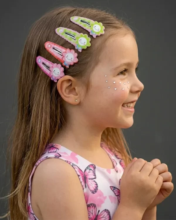 Producto - Hebillas Tic Tac flor con sonrisa Para Niñas  X 10 Unidad - 0