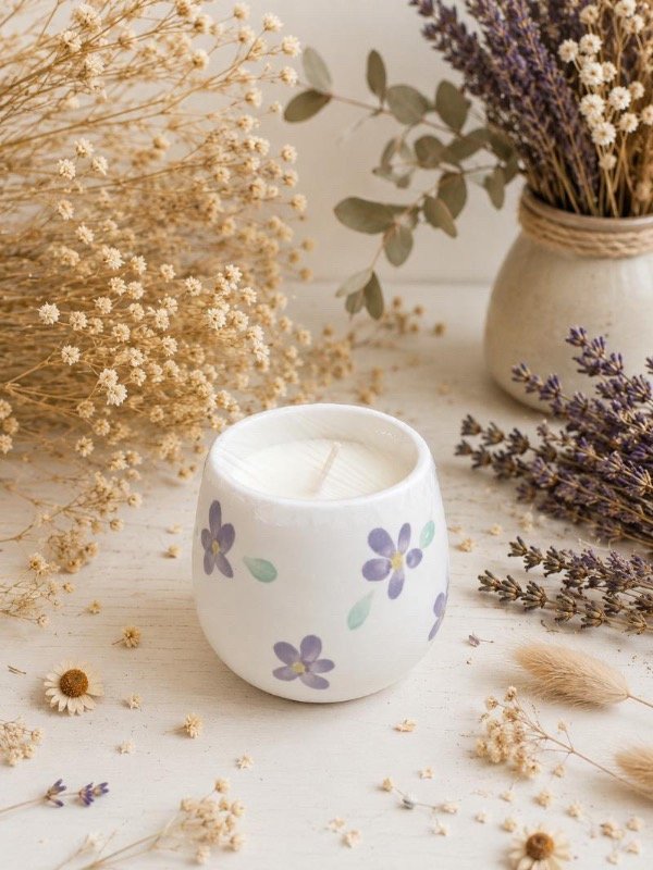 Producto - Vela flores violetas