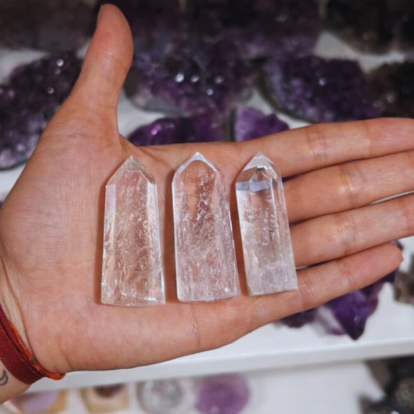 Producto - Set x3 Puntas Cuarzo cristal facetado 4-4.5cm - Apto terapias