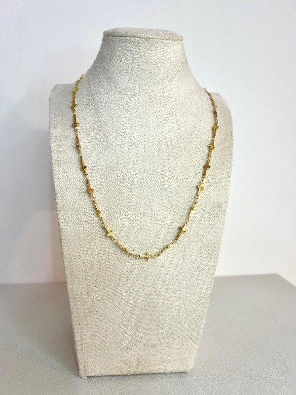 Producto - cadena cruces acero dorado
