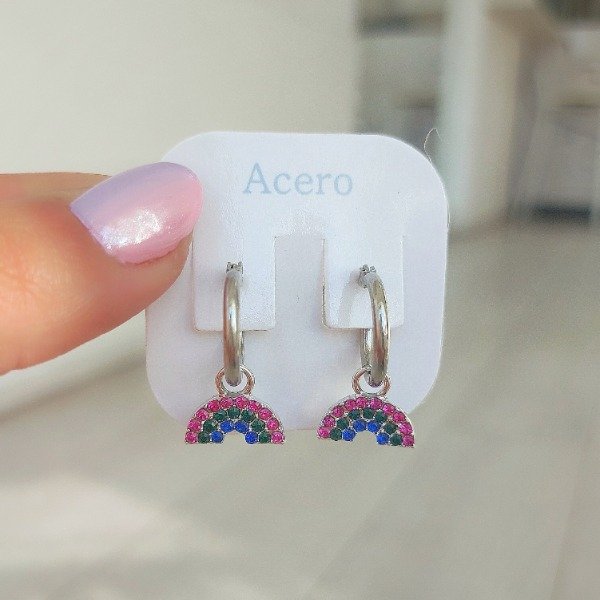 Producto - Aros argollas colgante varios diseños strass color