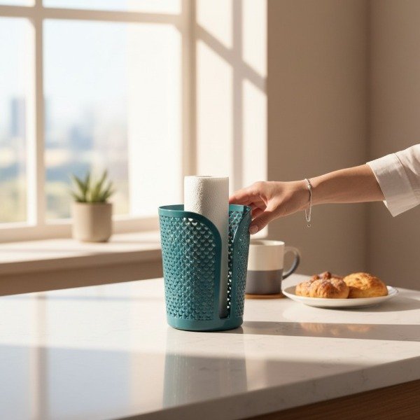 Producto - PORTA ROLLO DE PAPEL DE COCINA PLASTICO CALADO - 5