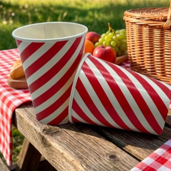 Producto - Vaso polipapel rayado x12