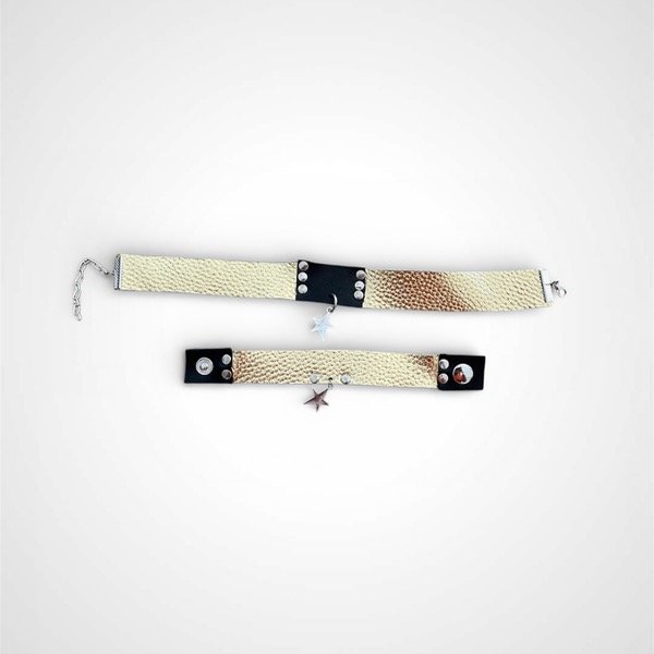 Producto - Set Naomi (cuero dorado c/ dije)