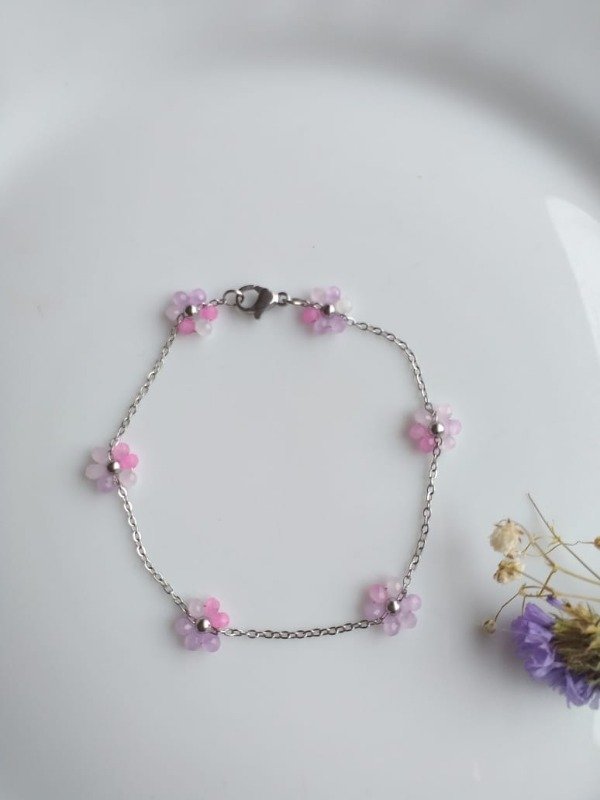 Producto - AQP0165 Pulsera Flores cristal Rosas