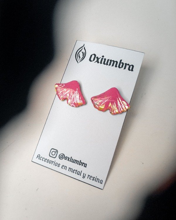 Producto - Aretes Ginkgo (dorado y rosa)