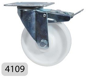 Producto - Rueda de Polipropileno Blanca Giratoria con Freno 125x32mm - RH4109