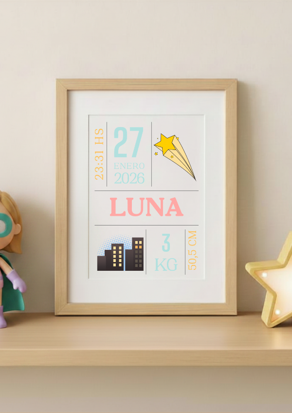 Producto - Certificado de nacimiento Superheroína