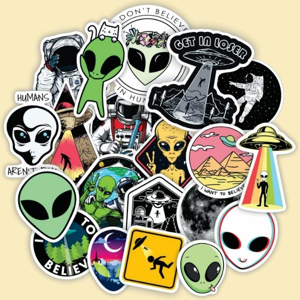 Producto - Pack 20 Stickers Vinilo Uv Premium - Ovnis