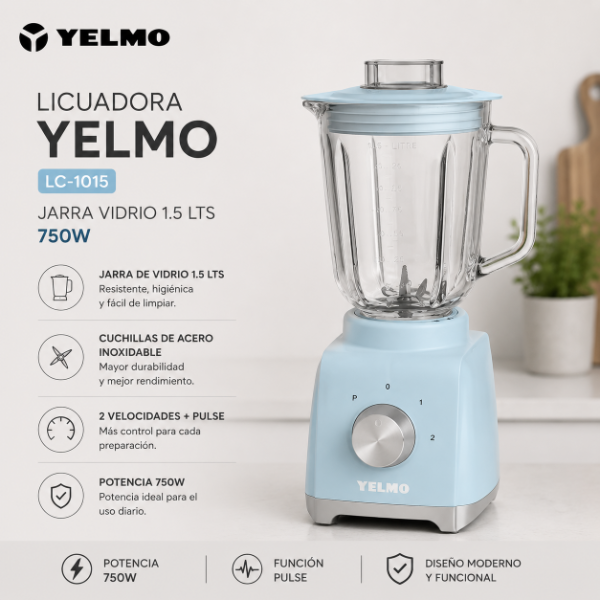 Producto - LICUADORA YELMO JARRA VIDRIO 1.5LTS 750W LC-1015