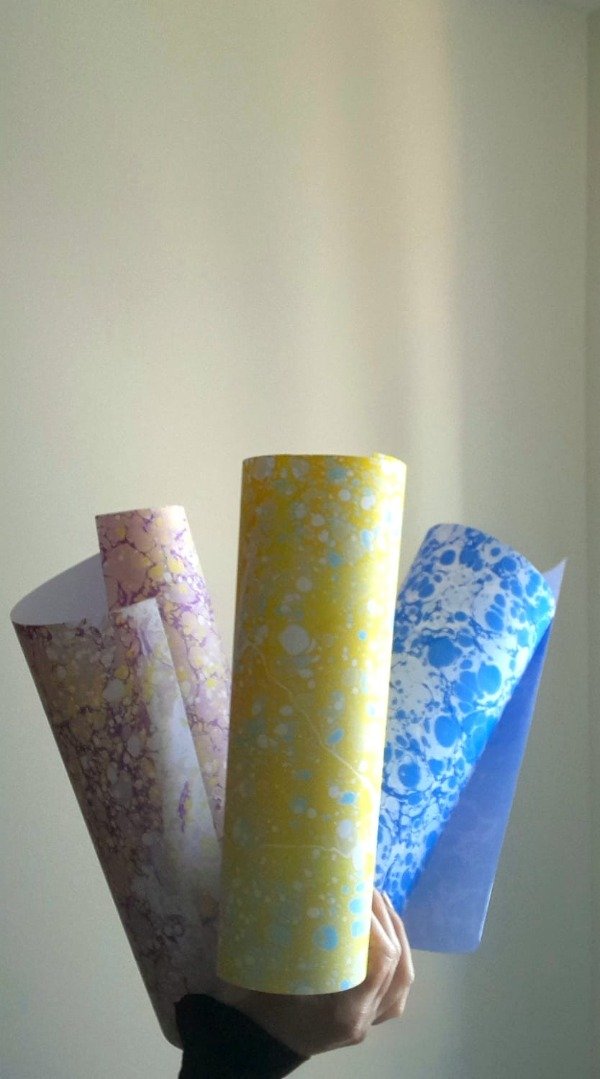 Producto - Pack de 3 papeles marmolados artesanalmente