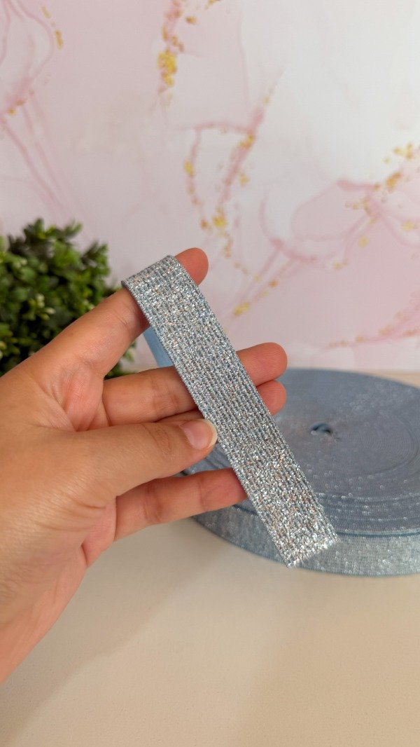 Producto - Elástico lurex 20mm celeste - 3 mts