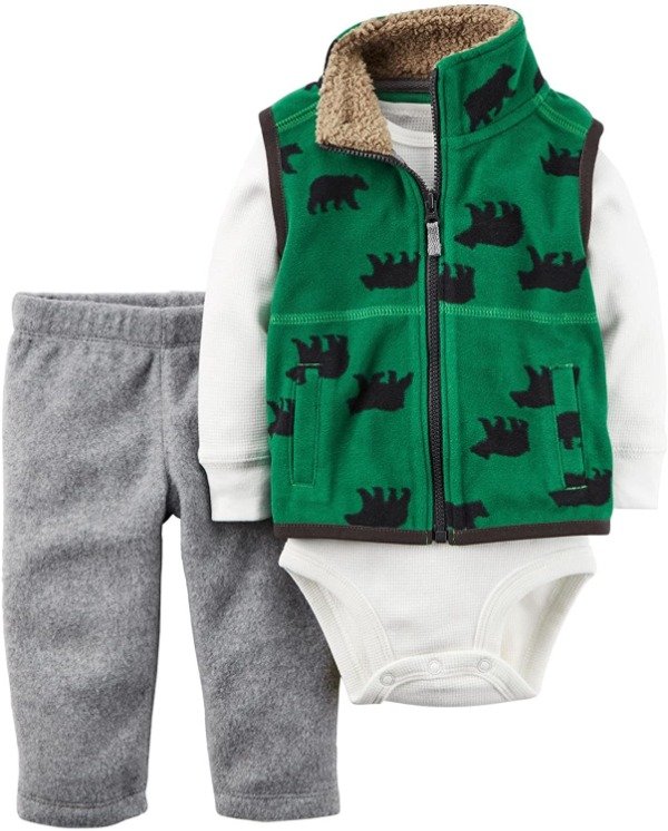 Producto - Trio Sherpa Bebe con Chaleco Verde con Osos Polares Negros