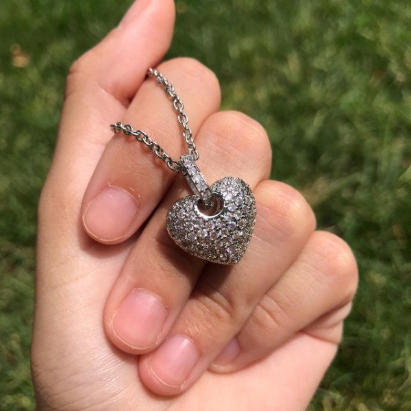 Producto - Conjunto cadena + dije corazon cubic grande