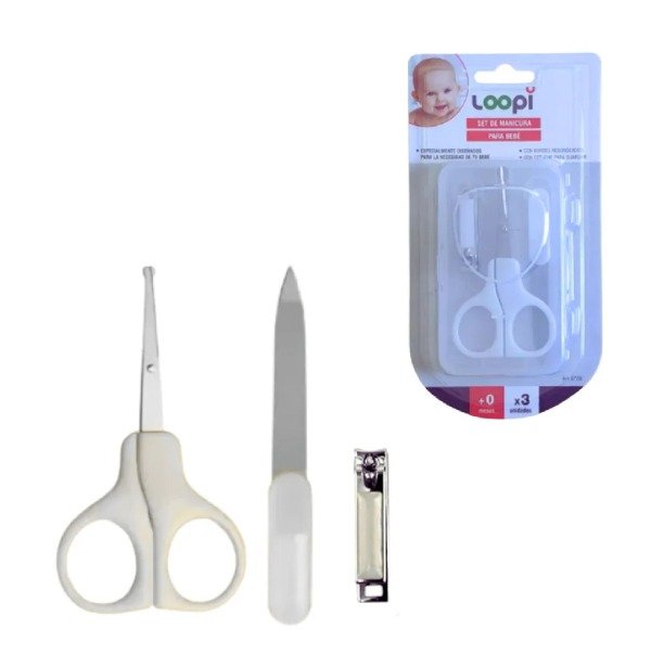 Producto - Set Manicura Bebé Tijera Alicate Lima Con Estuche Loopi