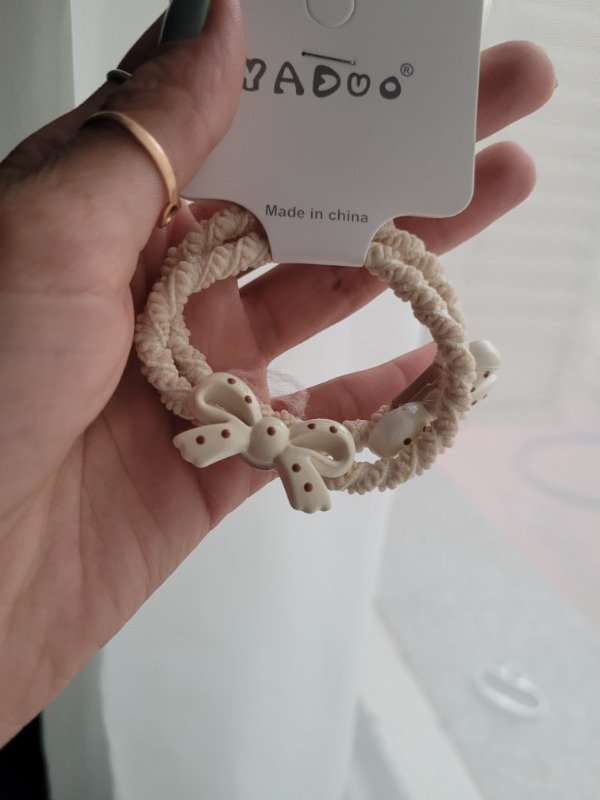 Producto - Pack x2 colitas coquette - moños naturales con puntitos