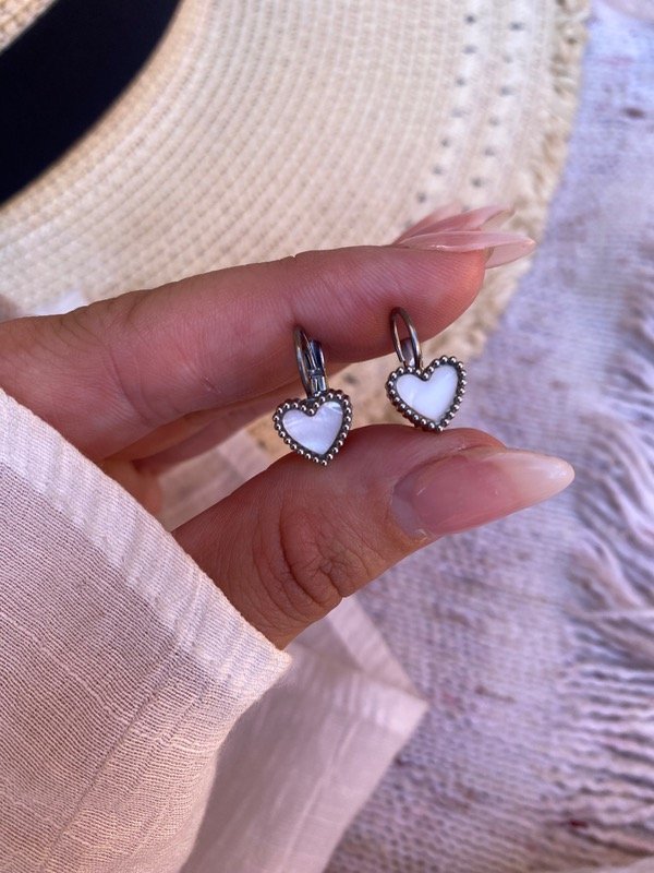 Producto - Aros Corazón colgante VC blanco A.Q