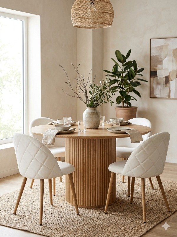 Producto - MESA CIRCULAR BASE VARILLADA 120 tono madera - 3