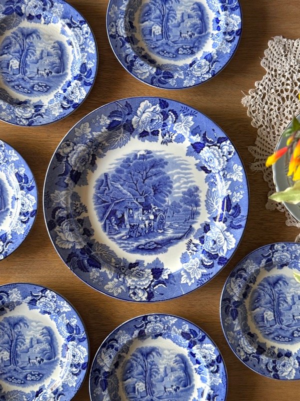 Producto - Platos de masas y 6 Platos de postre de loza inglesa Woods Ware outlet