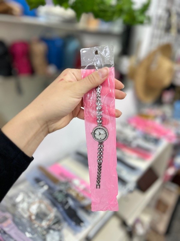 Producto - Reloj florcitas strass plateado