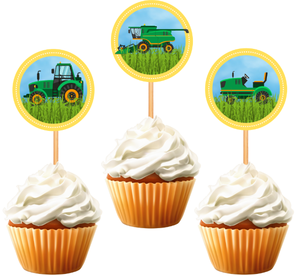 Producto - TOPPER CUPCAKE TRACTORES X 10