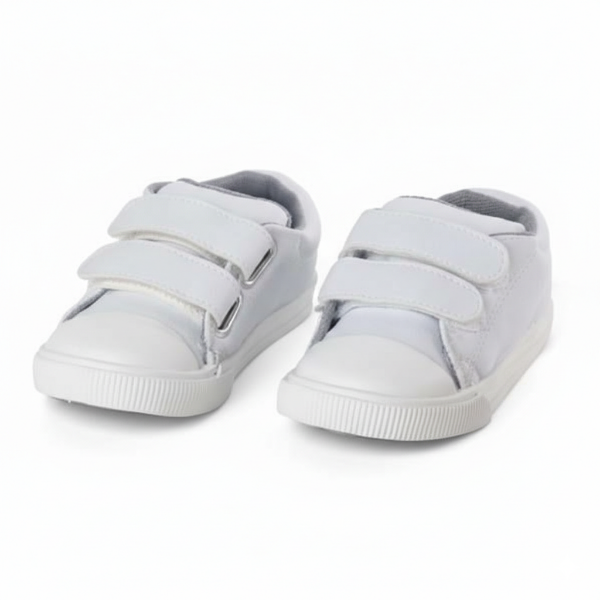 Producto - ZAPATILLA DE CUERO SINTÉTICO CON VELCRO blanco (livianas- flexibles)