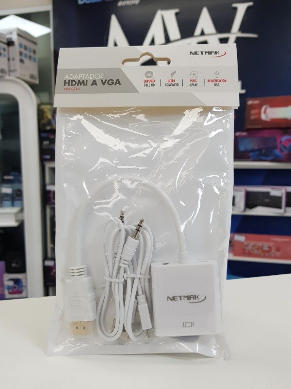 Producto - Conversor HDMI a VGA + Audio Netmak NM-C81A