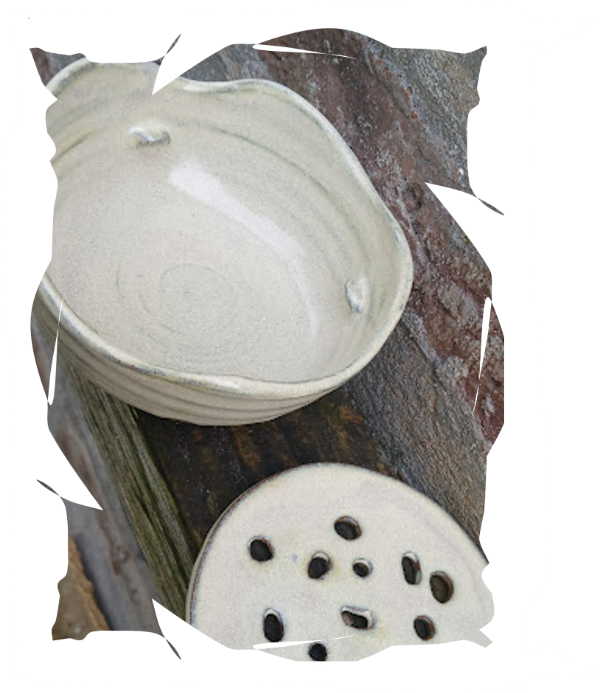Producto - Jabonera Beige con Cuenco Contenedor - 2