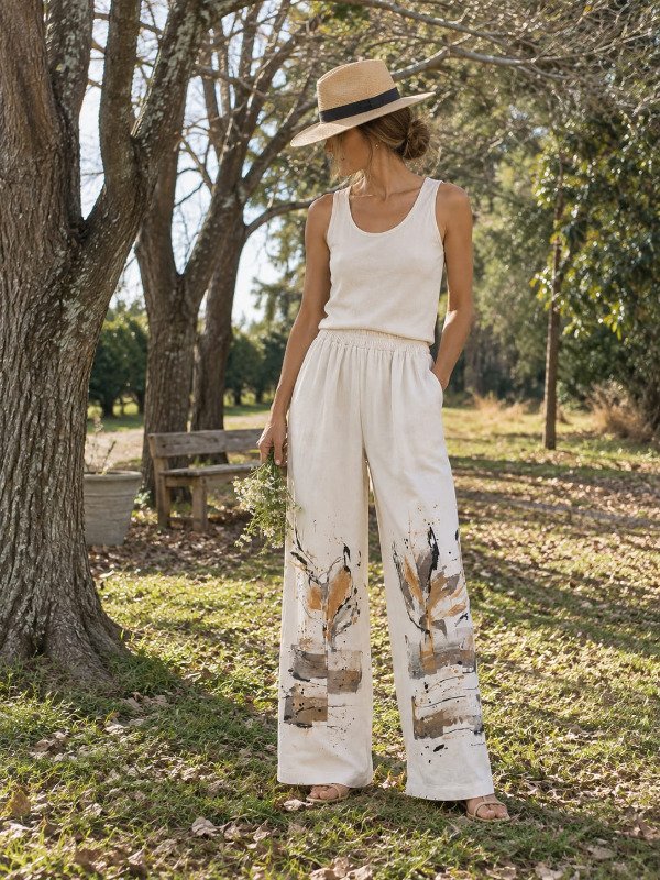 Producto - Pantalón Lino Blanco 203 - 1