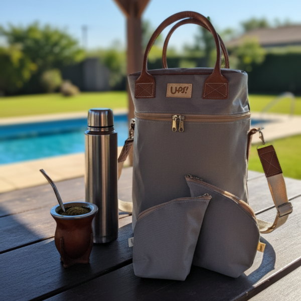 Producto - Set Matero Ambar Gris - Bolso  + Set de Yerbero y Azucarero
