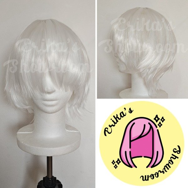 Producto - Peluca corta desmechada con flequillo blanco 60