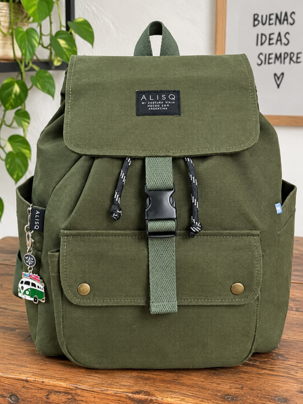 Producto - Mochila viajera verde militar - 0