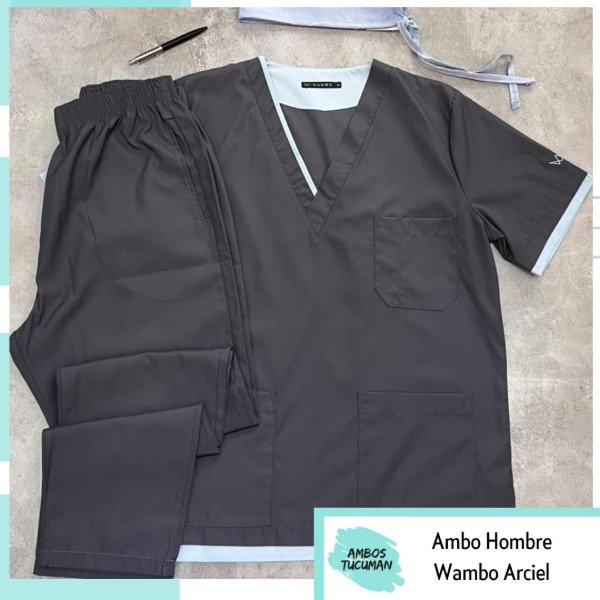 Producto - Ambo Wambo Polo Arciel (Gris Topo detalle Celeste Pastel)