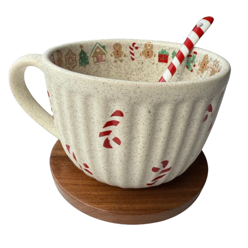 Producto - Set de taza bastón de caramelo + coaster + cucharita