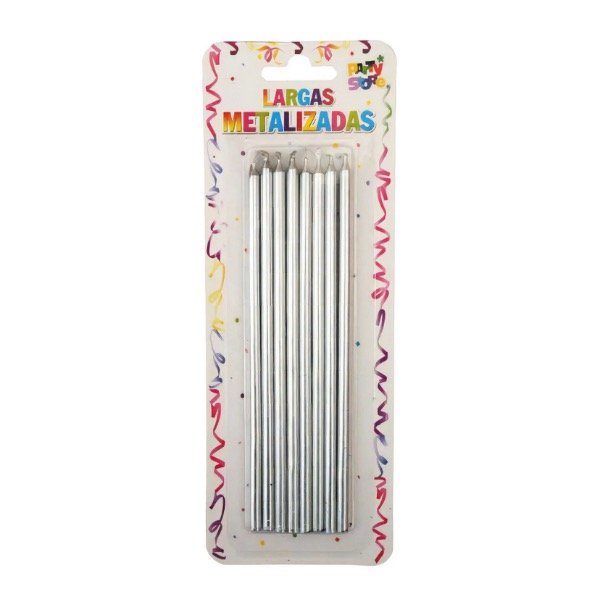 Producto - VELAS LARGAS METALIZADAS - PLATEADA