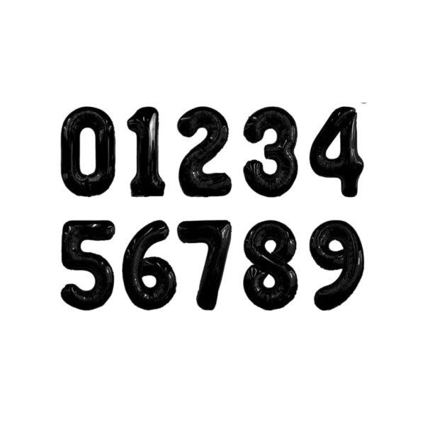 Producto - Globo metalizado número color negro de 16" en blister (40cm)