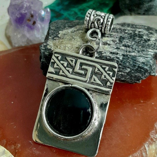 Producto - Dije de alpaca con Obsidiana étnico - 1