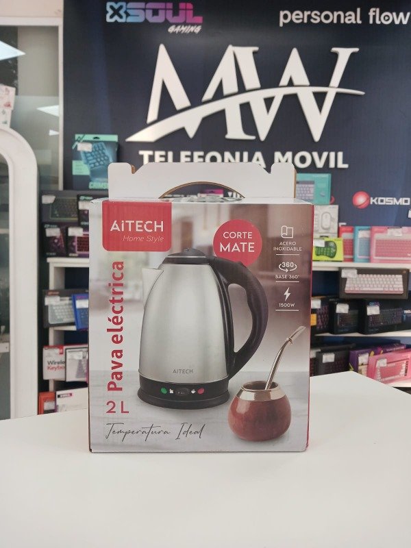 Producto - Pava Electrica 1500W Acero Inox. 2L C/Corte Aitech AIPE030102S