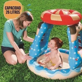Producto - Pileta Inflable Bebe Con Techo 91x91x89 Cm Bestway 52270 Color Celeste