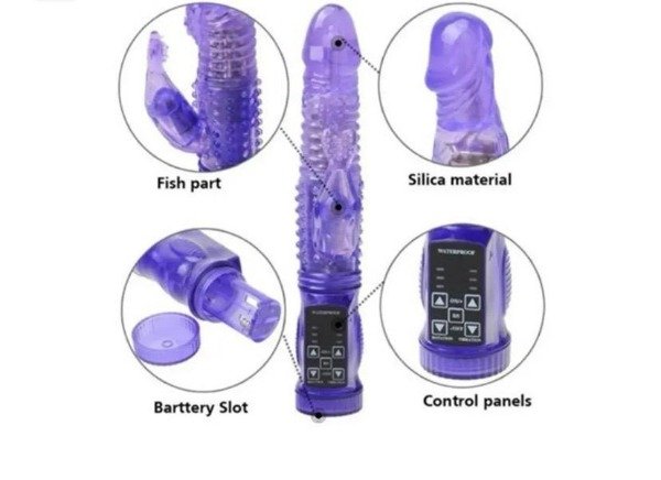 Producto - Consolador Vibrador Rabbit XL 23cm Perlas Giratorias A Pilas - 2