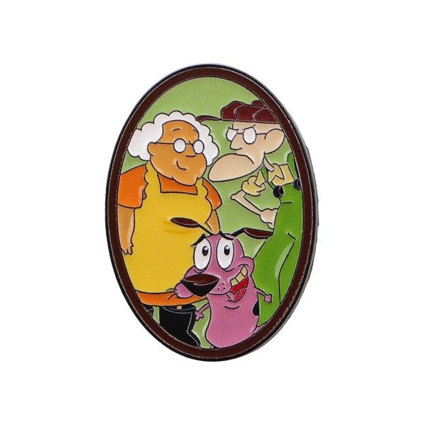 Producto - Pin Coraje, el perro cobarde - Portaretrato Muriel y Justo Bolsa