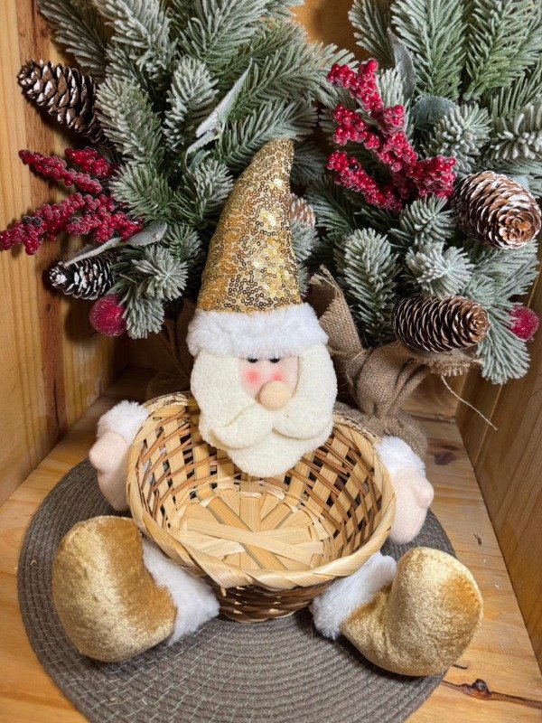 Producto - Canasta de mimbre - Papá Noel dorado (Efectivo: 26.000)