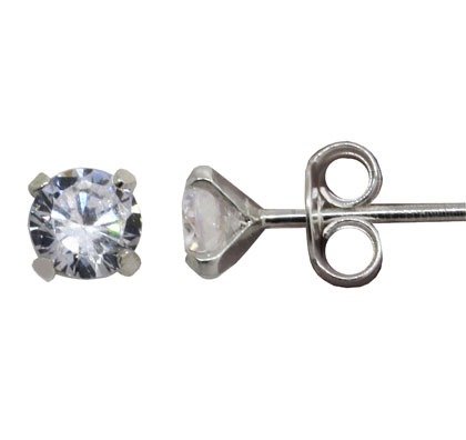 Producto - Par aros pegados, piedra blanca , grifas