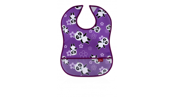Producto - Babero con porta migas estampa animalitos impermeable NUBY. +6m.