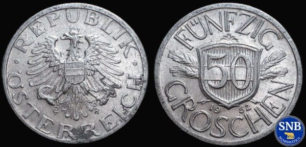 Producto - Austria - 50 Groschen (1952) KM #2870 - Ocupación Aliada
